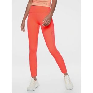 Athleta Neon Orange Contender Laser 7/8 Leggings - Sz Large Tall - PLEASE READ
